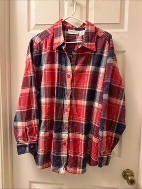 Lemon Grass Red Plaid Button-Down Shirt - Classic Collared Flannel